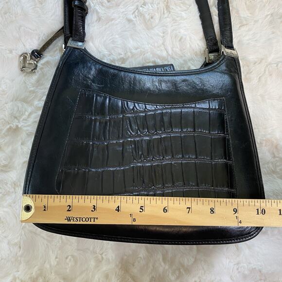 Brighton Black Crocodile Leather Handbag Medium Shoulder Bag Silver Hardware‎ - Picture 16 of 16